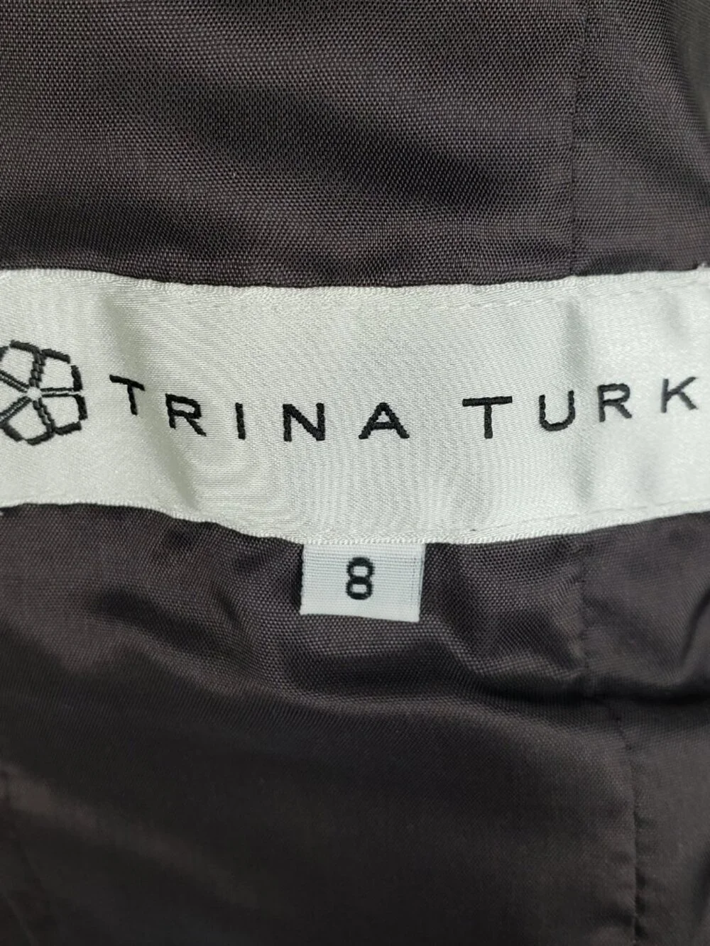 Trina Turk Black & Tan Tweed Boucle Blazer Classic Crew Neck Jacket Womens 8